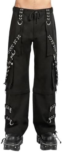 Gothic Bondage Black Metal Hardware Zip Off Cargo Pants Emo Punk