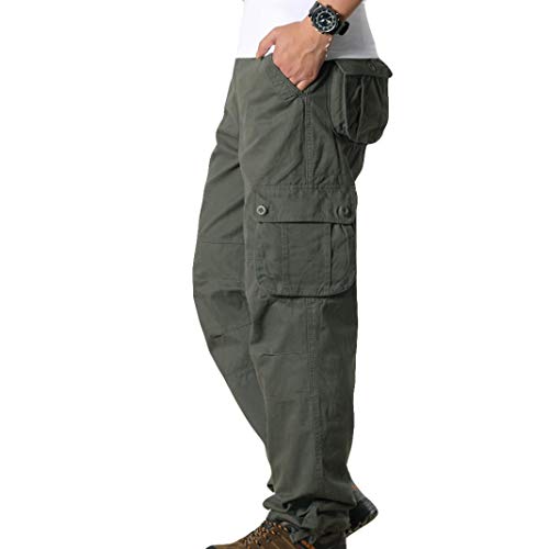 Best Seller! Men Cargo Pants - Mens Casual Mid Waist Pocket Overalls Sport Work Trousers(32, Army Green)