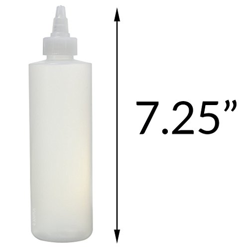 Twist Top Spout Natural Clear Refillable (BPA Free) Plastic Squeeze Bottle - 8 oz (6 pack) + Funnel and Labels