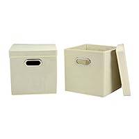 Household Essentials 39-1 Decorative Storage Cube Set with Removable Lids | Natural | 2-Pack