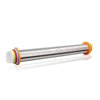 Zuzu Boom Stainless Steel Rolling Pin With 4 Adjustable Rings. The Dough Roller Used by Bakers & Cooks for Pasta, Cookie Dough, Pastry, Bakery, Pizza(17Inch)