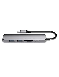 Satechi Slim Aluminum Type C Adaptador multipuerto V2 con USB C PD, 4K HDMI (30Hz), Lectores de tarjetas Micro   SD, USB 3.0   Compatible con MacBook Air, 2018 iPad Pro, Microsoft Surface Go y más