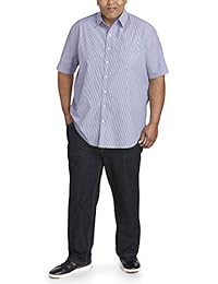 Camisa de rayas de manga corta grande y alta para hombre   Essentials ajustada por DXL