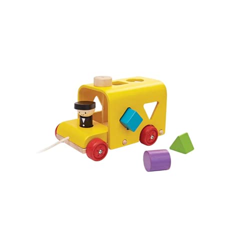 PlanToys Sorting Bus Pull Toy Sustainably Made from Rubberwood
