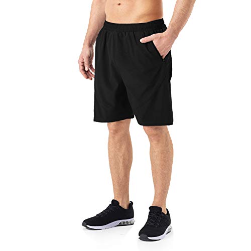 Sportshorts voor heren, korte broek, sneldrogend, sportbroek, licht met ritsvak, zwart/donkergrijs, XL - Image 6