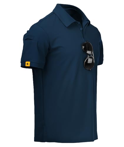 JACKETOWN Men's Polo Shirt Short Sleeve Quick Drying Breathable Tennis Polo Shirt Summer Polo Shirts for Men Button Front T-Shirts Sport Shirt Basic Regular Fit Golf