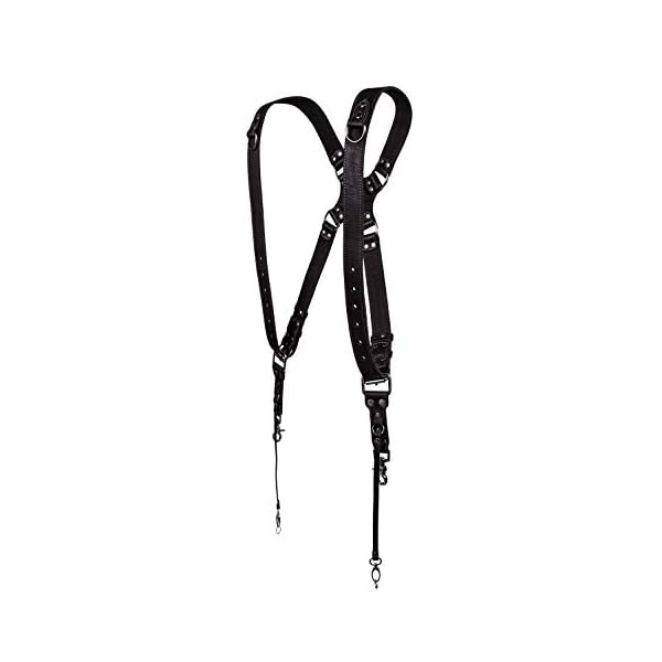 C Coiro Kameragurt für 2 Kameras mit doppeltem Tragegurt aus Leder und verstellbarem Schultergurt - Ledergurt für DSLR/SLR - Camera Dual Shoulder Strap, Standard/Schwarz – Bild 3