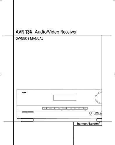 Harman Kardon AVR-134 Receiver Owners 