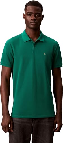 Uomo Maglietta Polo Maniche Corte Monogram Pique in Cotone, Rosa (Deco Green), M