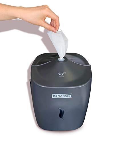 GERMISEPT WALL MOUNT DISPENSER + 2 800 CT ROLLS COMBO - Multipurpose Gym Wipes & Wellness Center Cleaning Wipes/Cart Wipes (Dispenser + 2 Rolls)