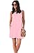 AUSELILY Women's Solid Plain Sleeveless Pockets Casual Swing T-Shirt Dresses (L,Pink)