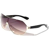 Khan Men's Flat Top Sport Shield Aviator Sunglasses