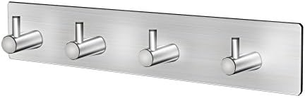 Bathroom Towel Rack - 3M Super Waterproof SUS304 Stainless Steel Polishing With 4 Heavy Duty Hooks,Wall Mount Storage Organizer for Bath Towels,Bathrobes,Bath Shower Sponge Loofahs,Clothes,Coat,Hats