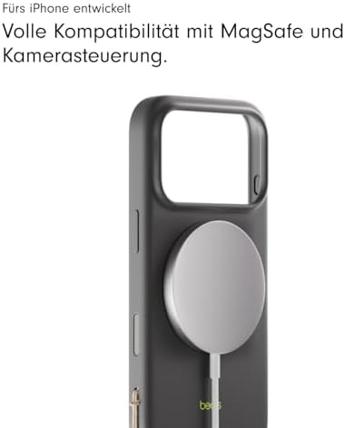 iPhone 17 Pro Max Kickstand Case mit MagSafe und Kamerasteuerung, integrierter Ständer und Trageschlaufe, Matte Außenseite mit Innenfutter aus Mikrofaser – Granitgrau