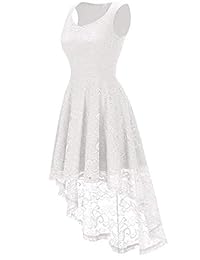 MEETJEN Vestido de dama de honor con encaje floral, sin mangas, para cóctel, fiesta de graduación