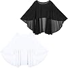 2 Pieces Chiffon Shawls Wraps Sheer Wedding Capelet Chiffon Wedding Capes, Black and White