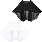 2 Pieces Chiffon Shawls Wraps Sheer Wedding Capelet Chiffon Wedding Capes, Black and White 2 Pieces Chiffon Shawls Wraps Sheer Wedding Capelet Chiffon Wedding Capes, Black and White
