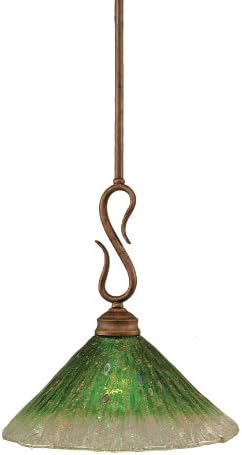 Toltec Lighting 20-BRZ-447 Swan Mini-Pendant Light Bronze Finish with Kiwi Green Crystal Glass, 12-Inch