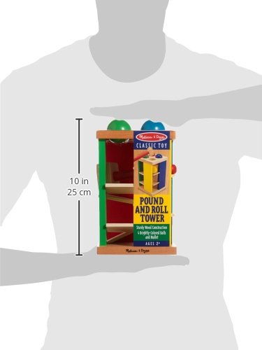 Melissa & Doug Deluxe Pound and Roll Wooden Tower Toy with Hammer, White