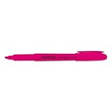 UNIVERSAL OFFICE PRODUCTS 8855 Pocket Clip Highlighter, Chisel Tip, Fluorescent Pink Ink, 1 Dozen