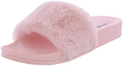 Via Pinky Collection - Women's Faux Fur Slides - Pink