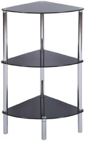 Levv 3-Tier Corner Shelving Unit in Black and Chrome