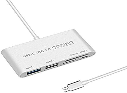 Usb C Adapter, Usb C Hub 5-in-1 Charging Station Macbook pro Chromebook laptop SD Card TF 2.0 Micro External Type C Charging Hub Adapter for Apple and Windows 10 usb-c adapter Silver (Grey)