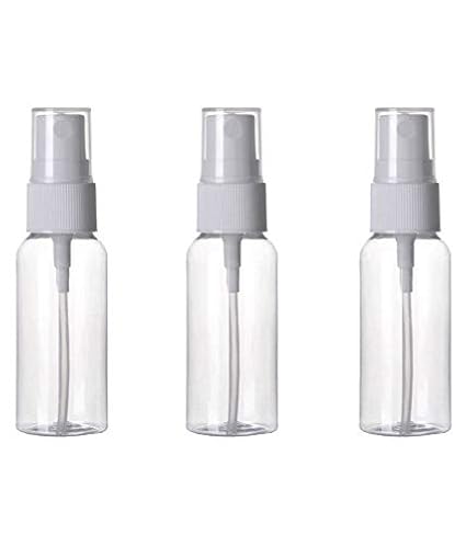 SPC Empty Plastic Transparent Refillable Fine Mist Spray Bottle (50ml, White) - Set of 4