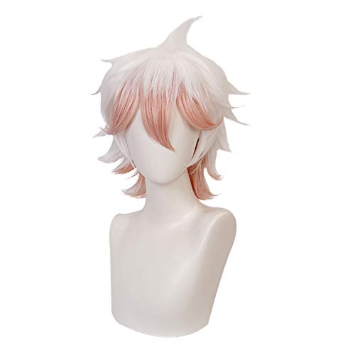 MUZI Komaeda Nagito Cosplay Wig, Anime Danganronpa Wigs for Halloween Party Fashion Show Synthetic Hair with Free Wig Cap