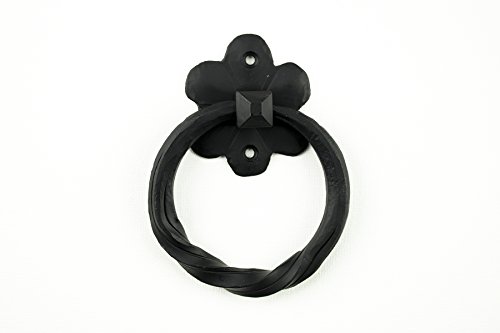 1 Pack 4.5" Decorative Black Ring Pulls - Heavy Duty Decorative Iron Pull - Handmade Rustic Metal Ring Pull for Chests, Trunks, Barn Doors & Door Pulls - The Farmhouse Series