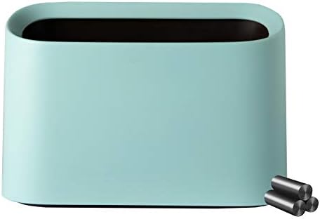 Mini Countertop Wastebasket Trash Can, Makeup Holder Vanity Bathroom Kitchen Car Desktop Office, with 60 Plastic Bags (Blue)