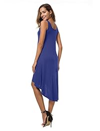 VOBCTY Verano Sin Mangas Playa Casual Alta Baja Vestidos para Mujer