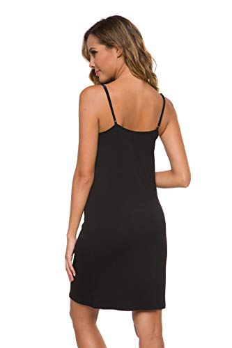 Malist Women's Adjustable Spaghetti Strap Cami Full Slip Under Dress Black XX-Large