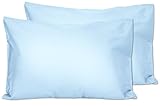 2 Light Blue Toddler Pillowcases - Envelope Style - For Pillows Sized 13x18 and 14x19 - 100% Cotton With Percale Weave - Machine Washable - 2 Pack