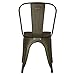 Poly and Bark Trattoria Kitchen and Dining Metal Side Chair with Elm Wood Seat in Bronze