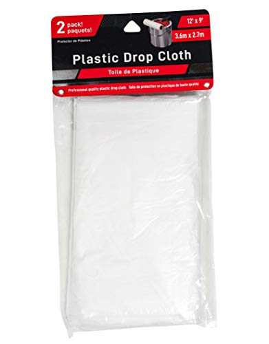 Jacent 12 x 9 Foot Painter's Plastic Drop Cloth, 2 Count per Pack - 1 Pack
