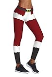 Pink Queen Women's Chic Ugly Santa Christmas Leggings Funny Costume Tights