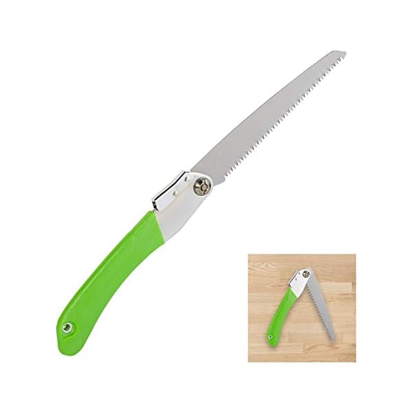 Relaxdays Astsäge, sicher klappbar, Gartensäge, Klappsäge klein, 21 cm Sägeblatt, mit Grobzahnung, Stahl, Silber/grün
