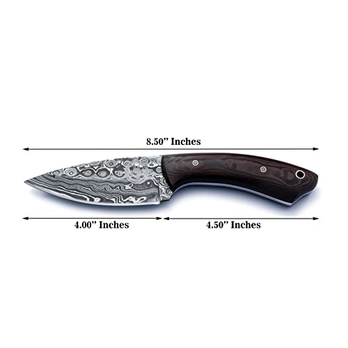 WolfKlinge Handmade Damascus Steel Hunter Knife for Hunting, Survival