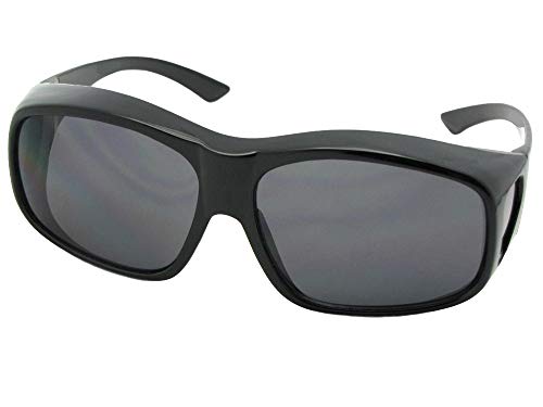 Largest Non Polarized Fit over Sunglasses Style F19 Sunglass Rage (Black Frame-Non Polarized Gray Lenses)