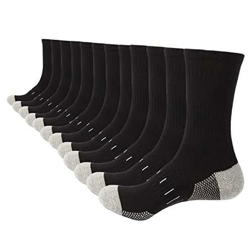 BUDERMMY Men's Socks 43-46 39-42 Hiking Socks Crew Sports Socks Padded Trekking Socks Cotton Breathable Running Socks Work Socks