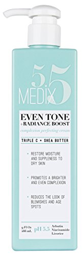 Medix 5.5 Even Tone Cream for body and face. Radiance Boost Complexion Perfecting Cream with Niacinamide, Arbutin, and Licorice. Large 9oz bottle with a pump.