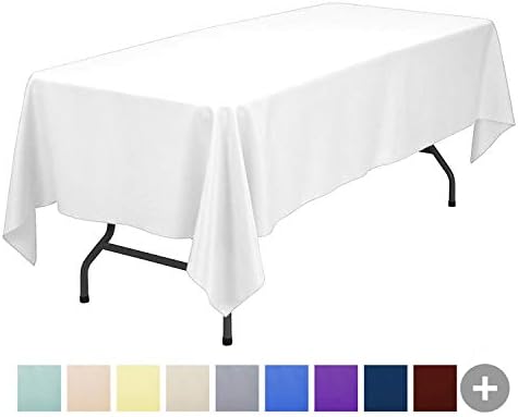 Rectangle Tablecloth - 60 x 102 Inch - White Rectangular Table Cloth for 6 Foot Table in Washable Polyester - Great for Buffet Table, Parties, Holiday Dinner, Wedding & More