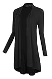 Urban CoCo Women's Solid Color Trendy Long Length Basic Cardigan (XL, black)