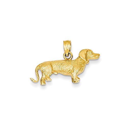 14k Solid Polished 3-Dimensional Wire Haired Dachshund Charm