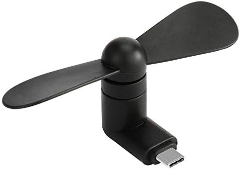 USB C/Type-C Portable Phone Mini Fan - CoolMi OTG USB C Cooling Rotating Fan with Two Leaves for Samsung Huawei Google LG and Other Type-C Supported Smartphones, Black