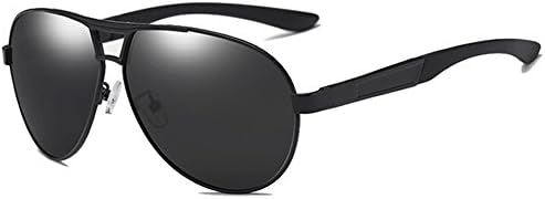 LUDEM Oversized Mens Aviator Sunglasses Polarized Military Driving Wide Frame UV400 Protection (Black Frame &amp; Grey Lens, 63)