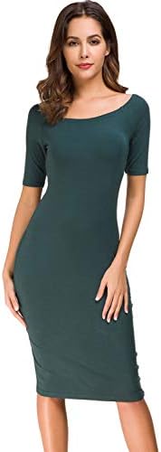 Acacia Flowers Women's Knitting Casual Short Sleeve Bodycon Tight Midi Dress Cocktail Party Pencil Dresses