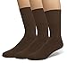 EMEM Apparel Men's Diabetic Circulatory Non-Binding Top Loose Top Casual Dress Crew Mid Calf Cotton Seamless Toe Hosiery Socks 5-Pack Brown 10-13