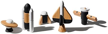 Huzi Cosmos Collection - Wooden, Magnetic, Spaceship Building Blocks